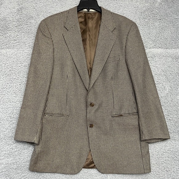 Chaps Ralph Lauren Other - Chaps Ralph Lauren Blazer Mens 42R Brown Houndstooth Excellent Wool Sport Coat